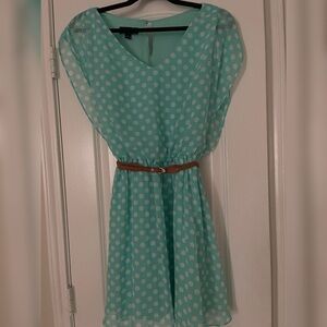 BCX Chiffon Polka Dot Mini Dress with Belt Size M